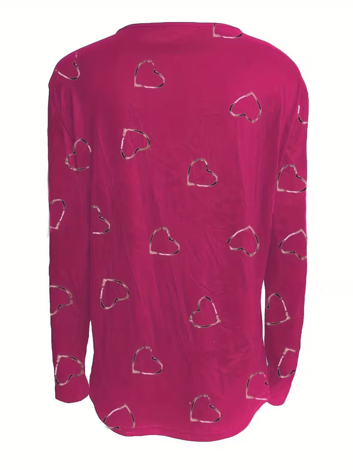 Romisha - Fermuarlı Kalp Desenli Tişört