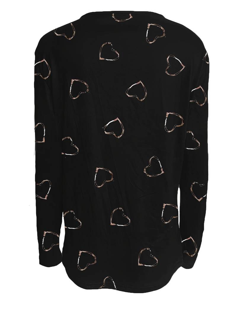 Romisha - Fermuarlı Kalp Desenli Tişört