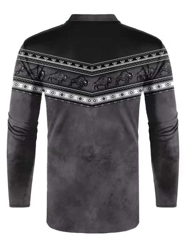 Tamas - Gündelik Vintage Renkli 3D Baskılı Polo Gömlek