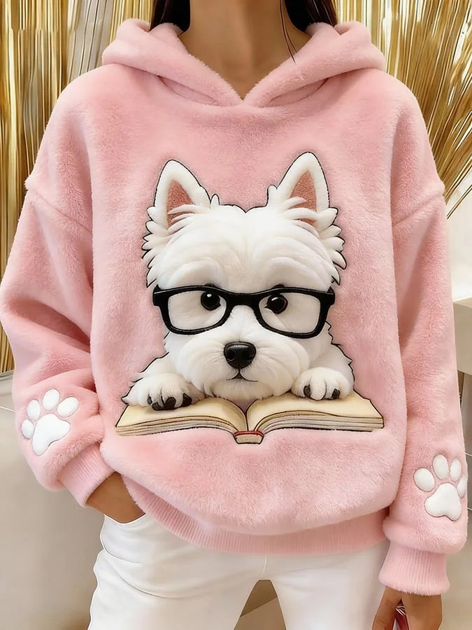Eglantine - Terrier Baskılı Flanel Kapüşonlu Sweatshirt