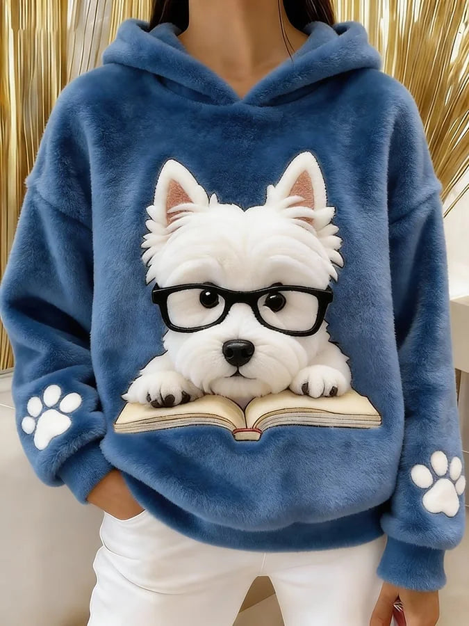 Eglantine - Terrier Baskılı Flanel Kapüşonlu Sweatshirt