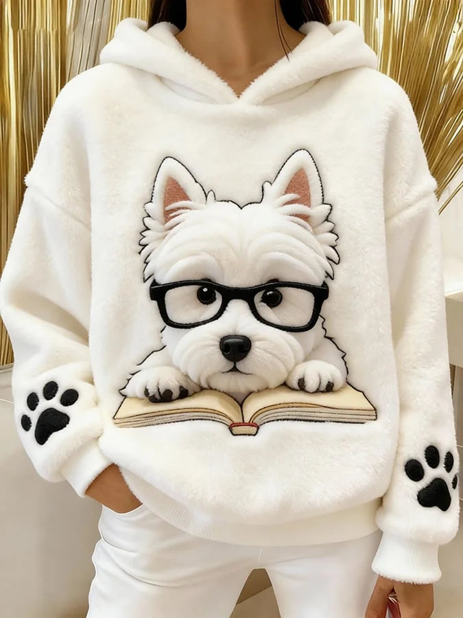 Eglantine - Terrier Baskılı Flanel Kapüşonlu Sweatshirt