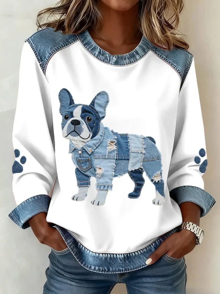Lilah - Dachshund Baskılı Ve Patchwork Sweatshirt