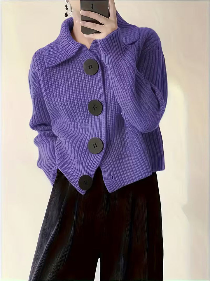 Agnetha - Büyük Düğmeli Örgü Kazak