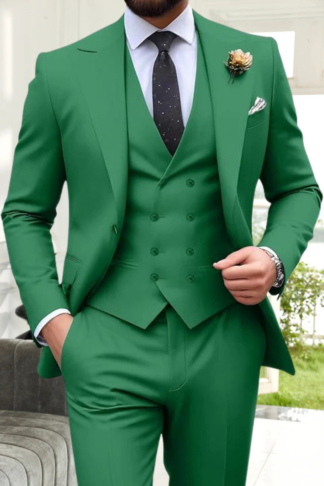 Gremist - Peak Yaka Slim Fit 3 Parça Takım Elbise