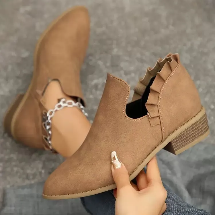 Veredah - Fırfırlı Modaya Uygun Ayak Bileği Botu