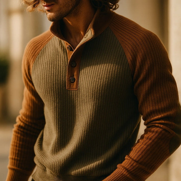 Raziel - Stand UP Yakalı Rahat Uzun Kollu Örgü Gömlek