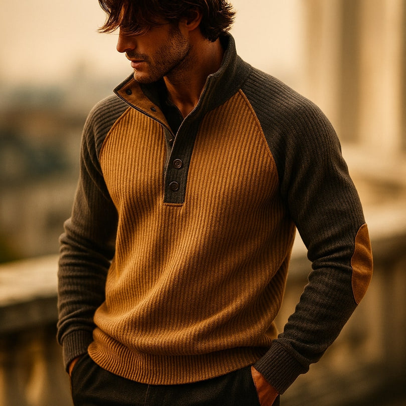 Raziel - Stand UP Yakalı Rahat Uzun Kollu Örgü Gömlek