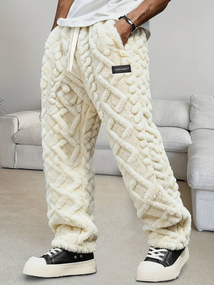 Zecharia - Elastik Bel Geometrik Desenli Pantolon