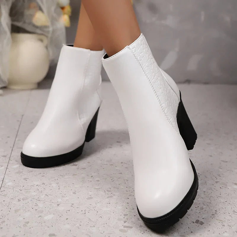 Yardenit - Kalın Topuklu Hakiki Deri Bot