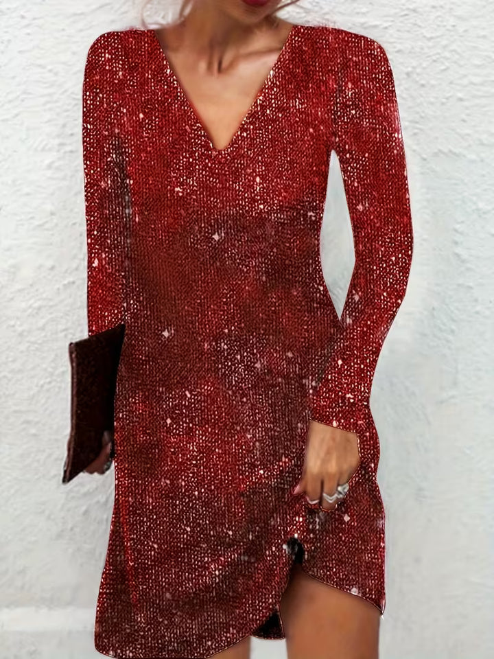 Eglantina - Yoğun Nakışlı Boncuklu Midi Elbise