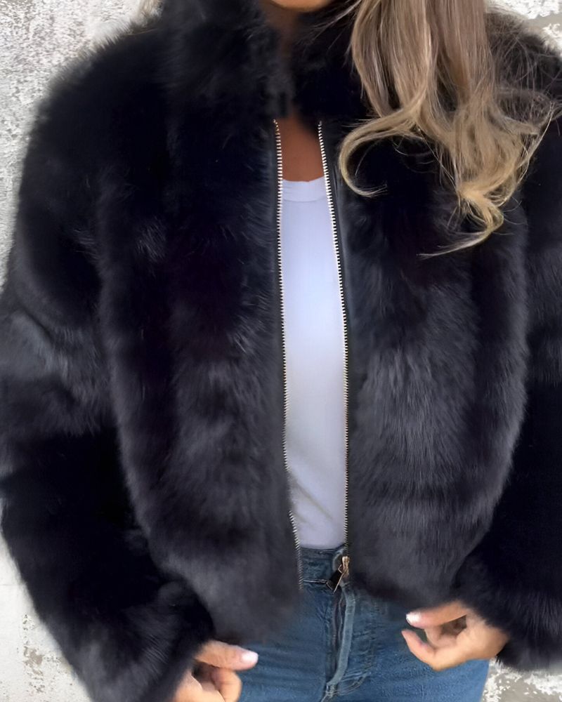 Arbel - Dik Duran Kürk Yakalı Zarif Ceket