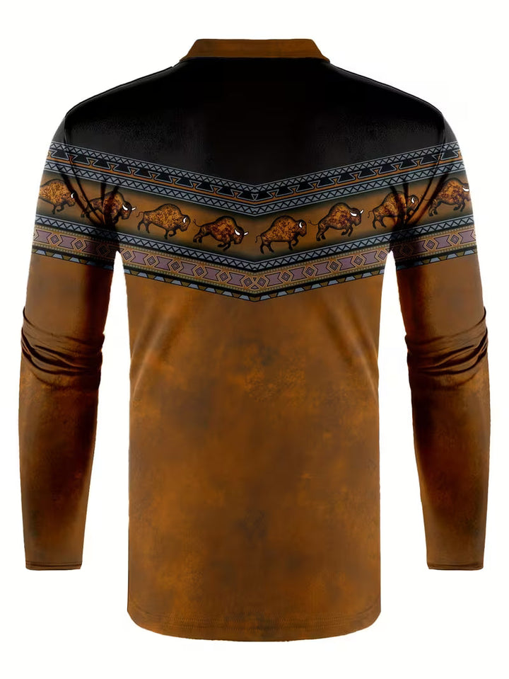 Tamas - Gündelik Vintage Renkli 3D Baskılı Polo Gömlek