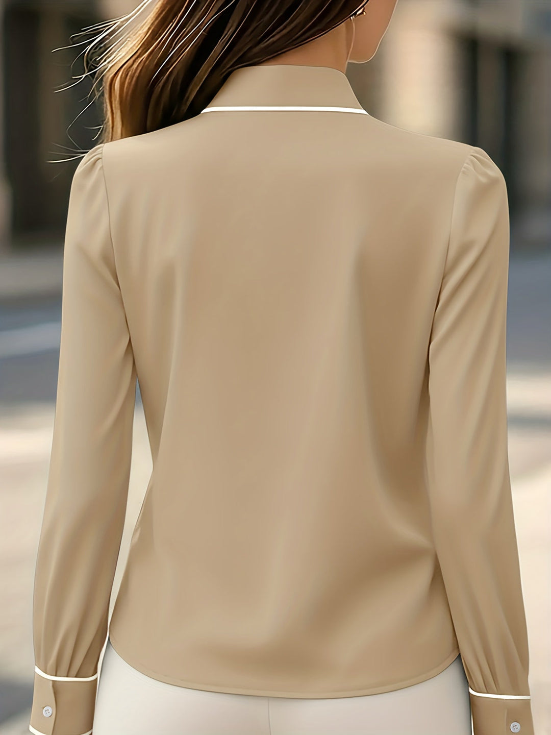 Briella - Önden Bağcıklı Uzun Kollu Gömlek