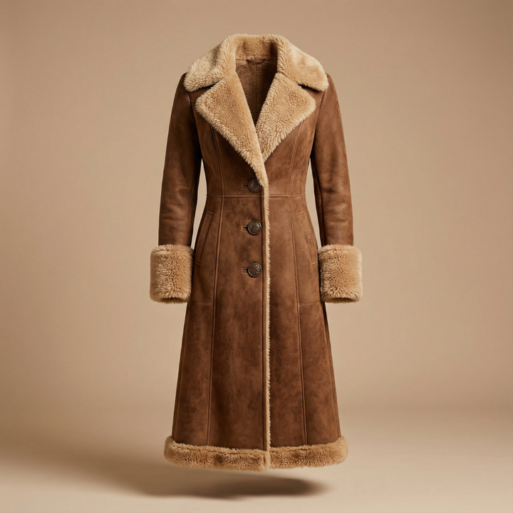 Zeeta - Suni Kürk Detaylı Uzun Vintage Mont