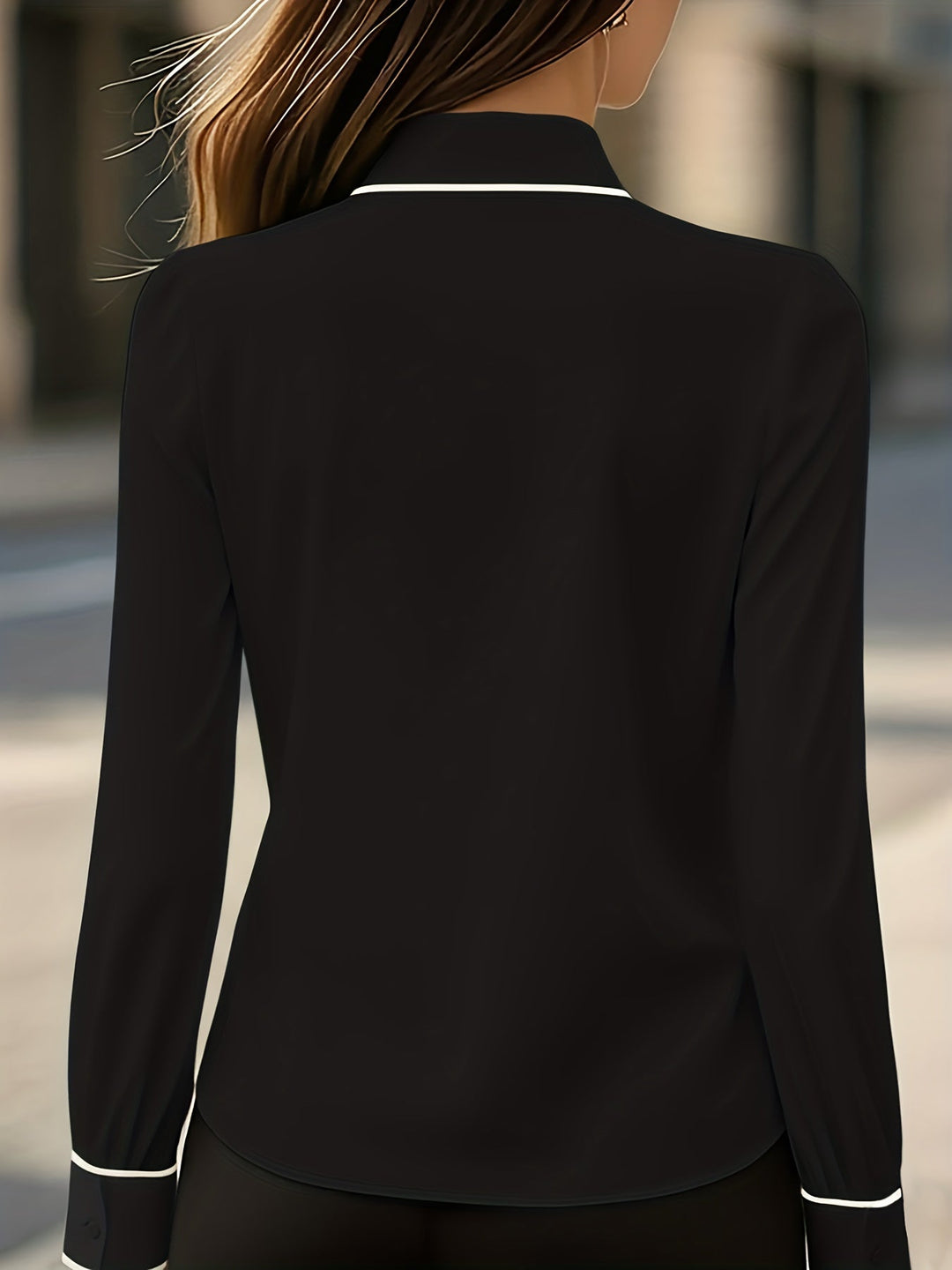 Briella - Önden Bağcıklı Uzun Kollu Gömlek