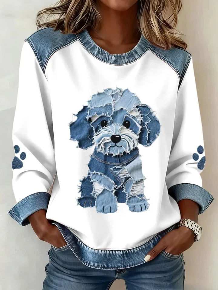 Lilah - Dachshund Baskılı Ve Patchwork Sweatshirt