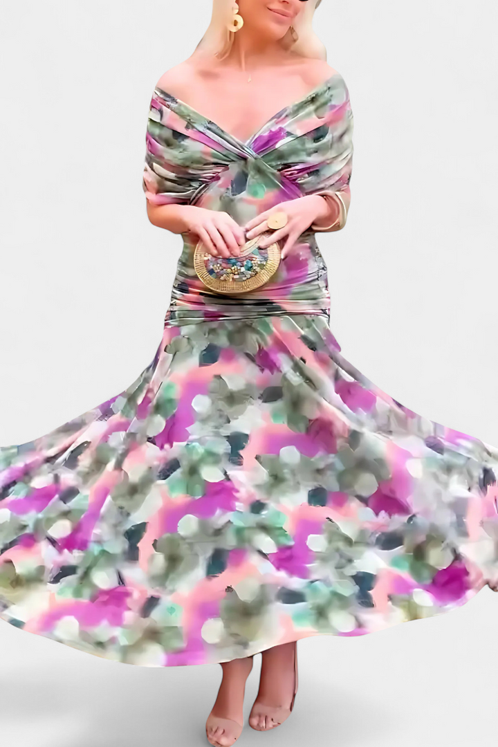 Rawan - Şifon Omuzsuz Maxi Elbise