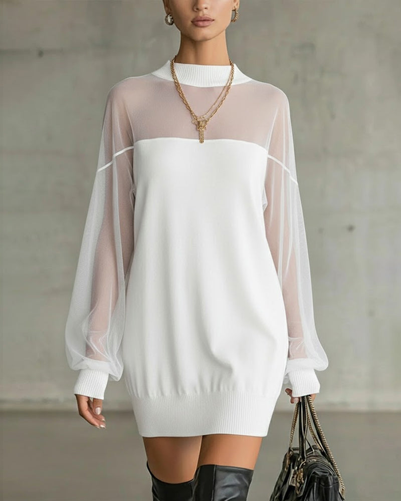 Yenaya - Fener Kollu Örgü Mini Elbise