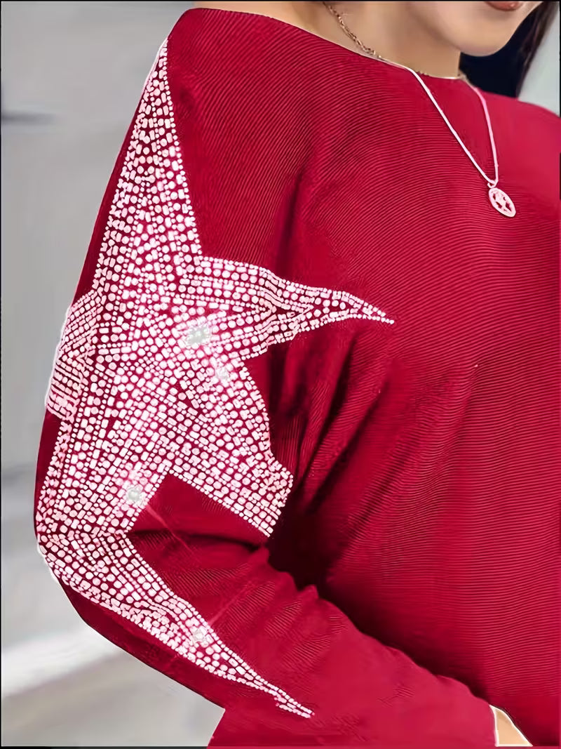 Bernardino - Yıldız Desenli Zarif Uzun Kollu Kazak