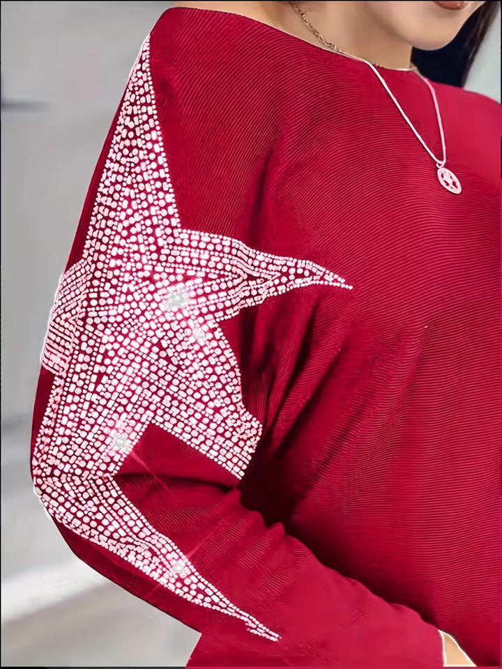 Bernardino - Yıldız Desenli Zarif Uzun Kollu Kazak