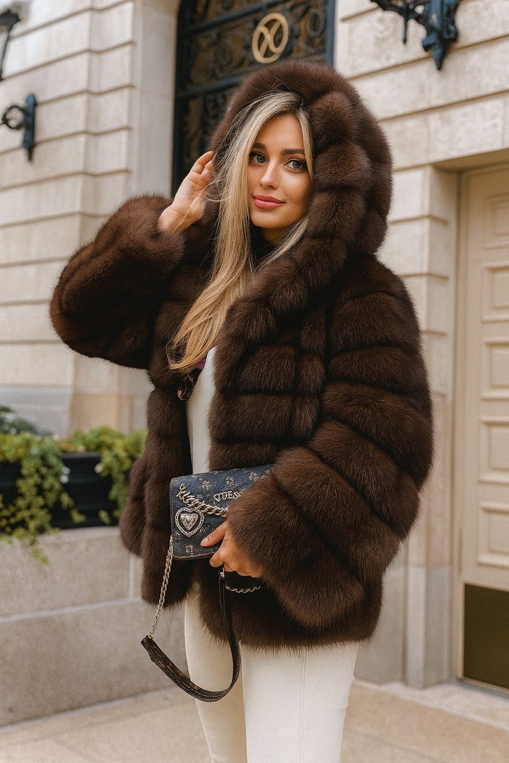 Aglaya - Suni Kürk Kapüşonlu Mont