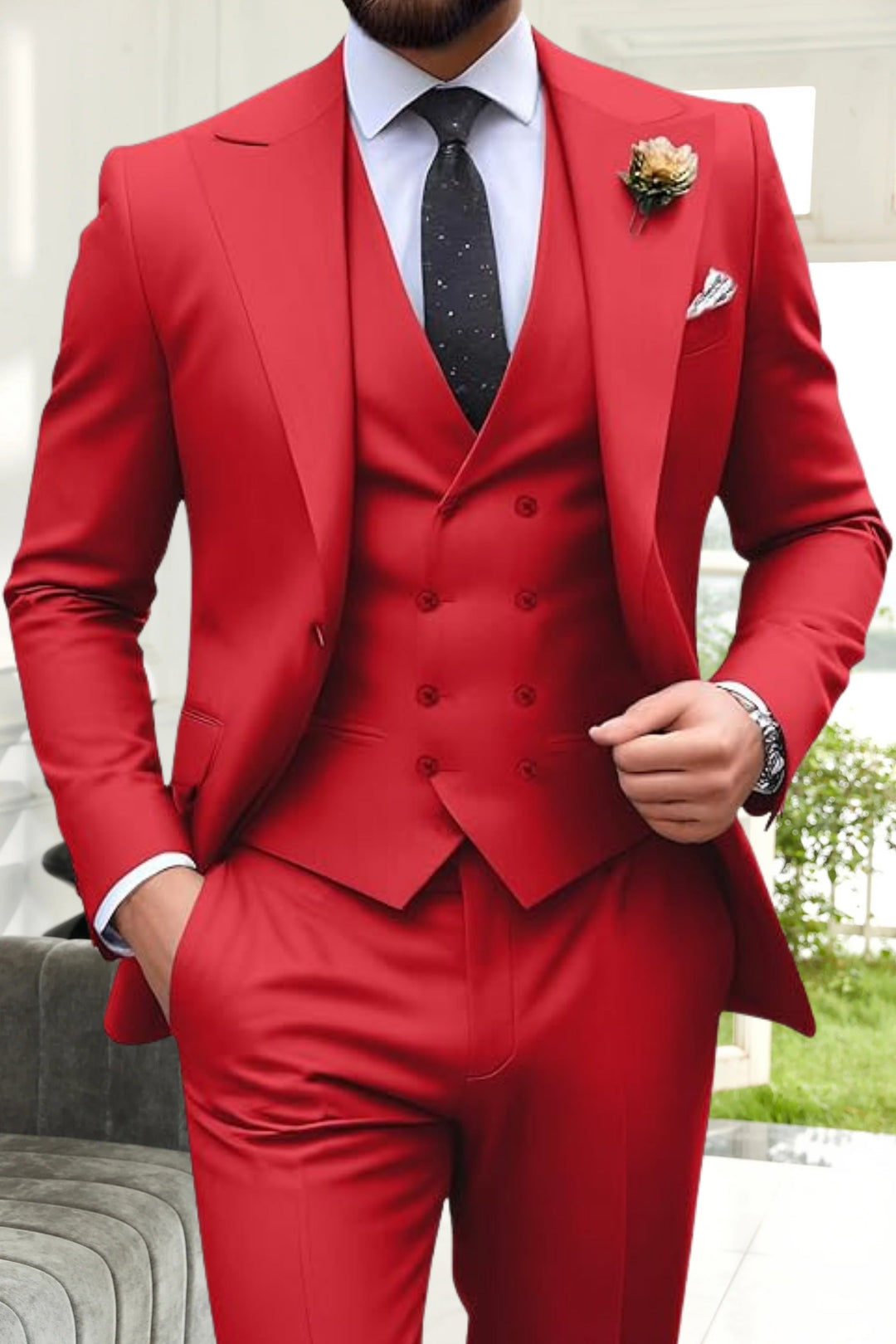 Gremist - Peak Yaka Slim Fit 3 Parça Takım Elbise