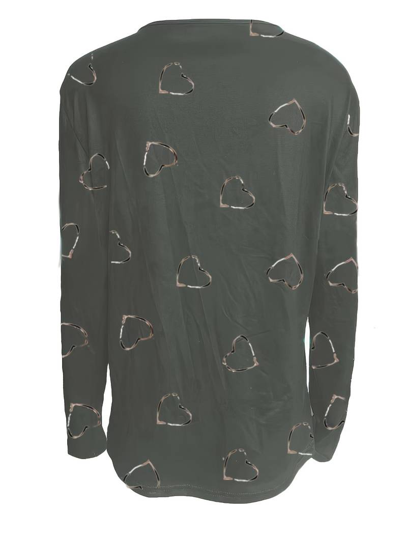 Romisha - Fermuarlı Kalp Desenli Tişört