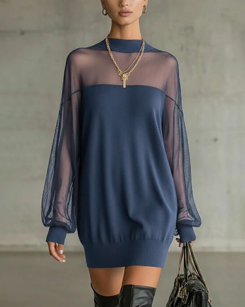 Yenaya - Fener Kollu Örgü Mini Elbise