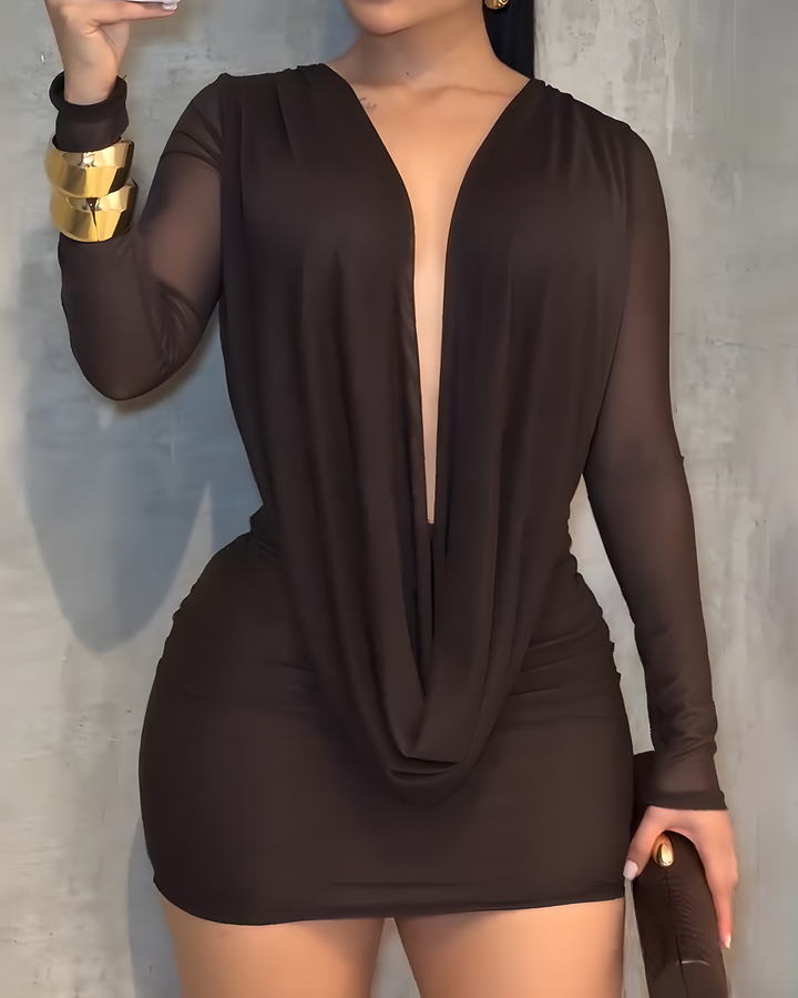 Nixlyn - V Yakalı ve Sırtı açık File mini Elbise