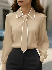 Briella - Önden Bağcıklı Uzun Kollu Gömlek