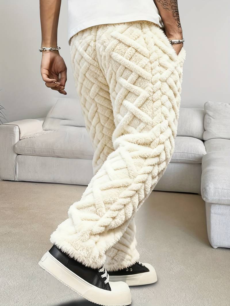 Zecharia - Elastik Bel Geometrik Desenli Pantolon