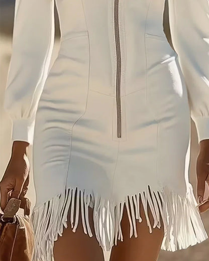 Rittika - Fermuarlı Ve Saçaklı Etekli Elbise