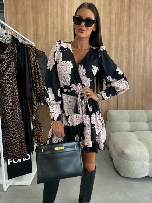 Adinda - Çiçek Desenli Mini Elbise