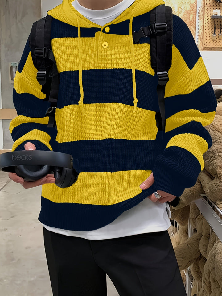 Tenzin - Büyük Boy Çizgili Örgü Kapüşonlu