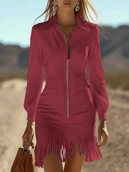 Rittika - Fermuarlı Ve Saçaklı Etekli Elbise