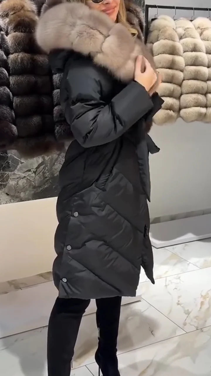 Nastasya - Kürk Yakalı Günlük Pamuklu Ceket