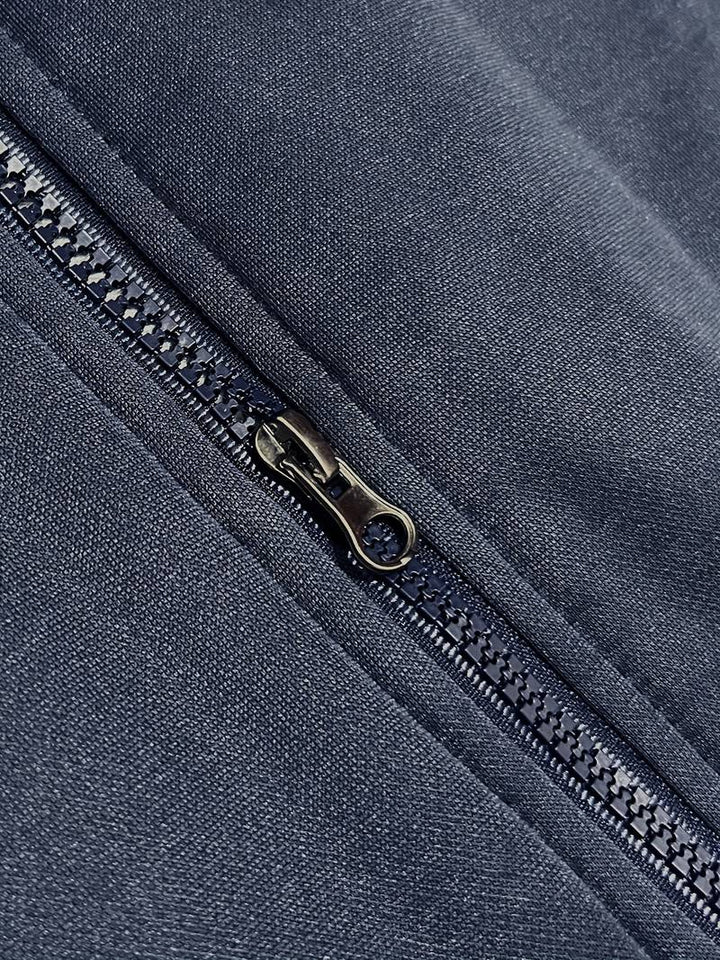 Oziel - Fermuarlı Sıcak Polar Kapüşonlu Ceket