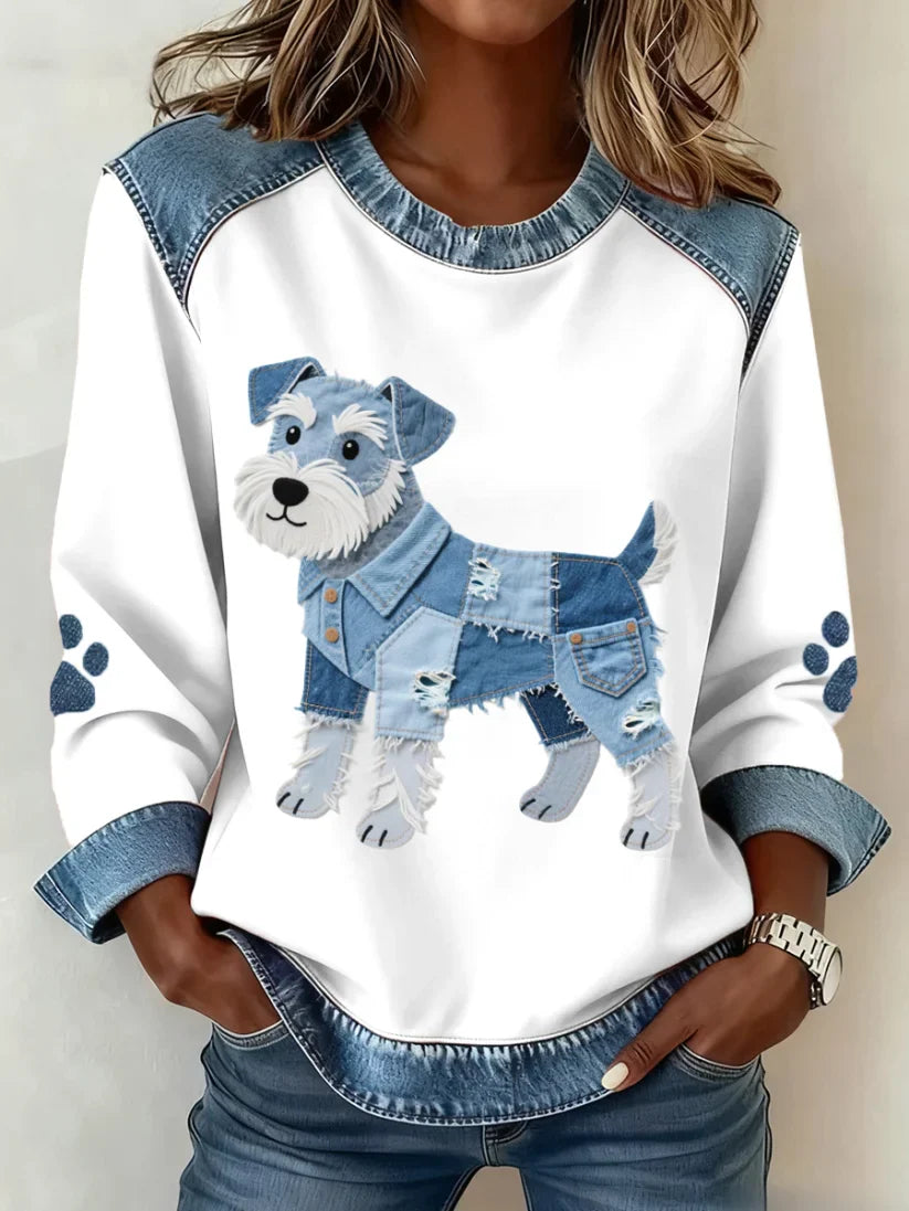 Lilah - Dachshund Baskılı Ve Patchwork Sweatshirt