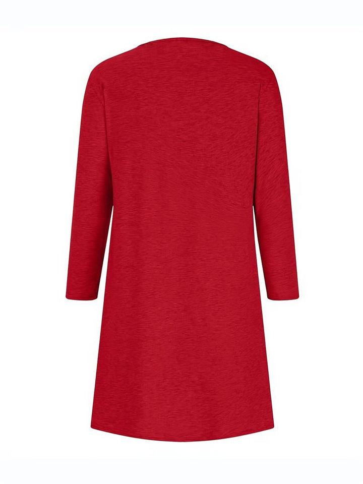 Alinor - Gündelik Ekose Patchwork Uzun Kollu Elbise