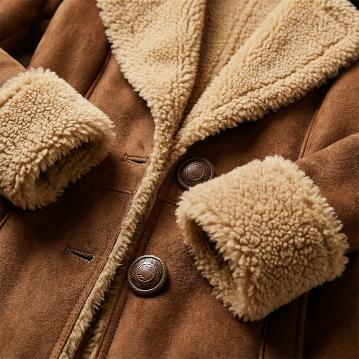 Zeeta - Suni Kürk Detaylı Uzun Vintage Mont