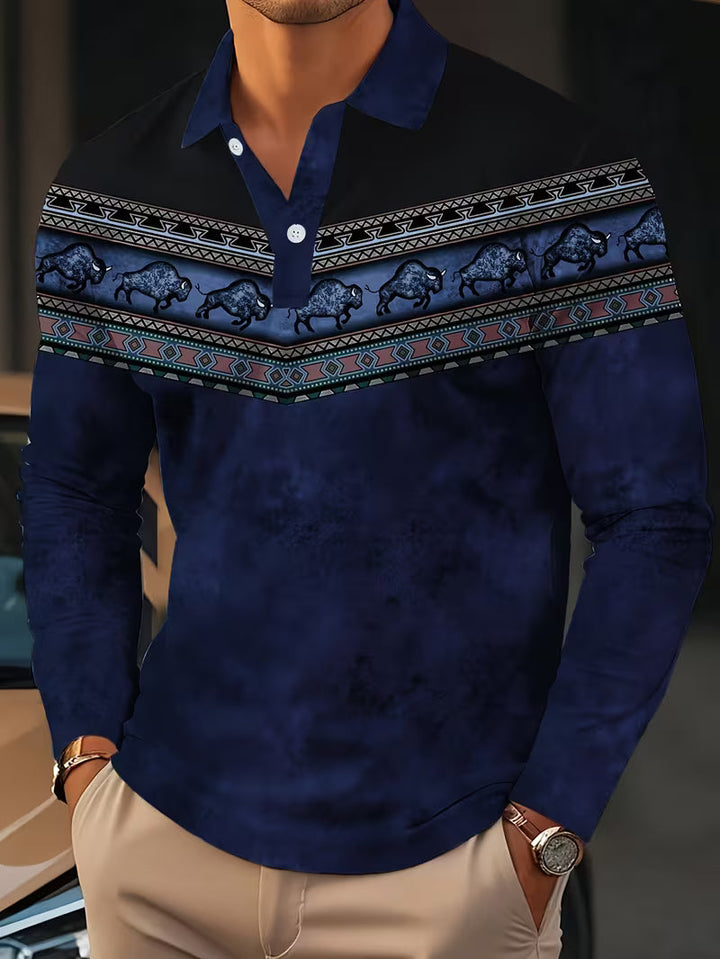 Tamas - Gündelik Vintage Renkli 3D Baskılı Polo Gömlek