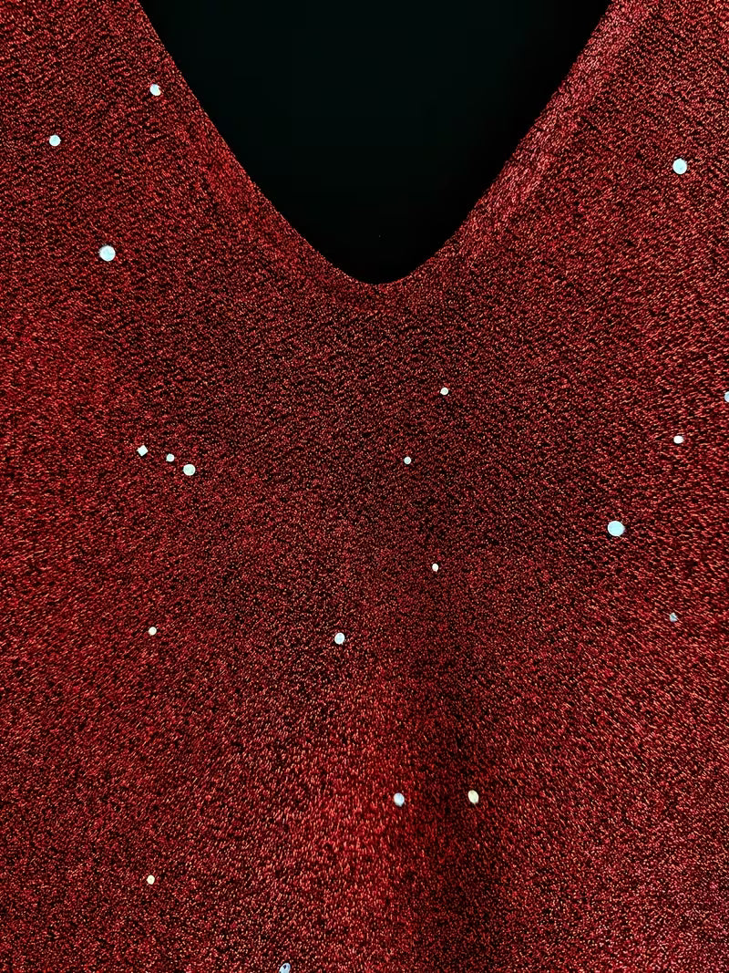 Eglantina - Yoğun Nakışlı Boncuklu Midi Elbise