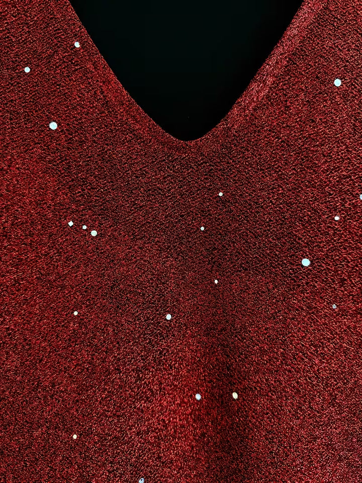 Eglantina - Yoğun Nakışlı Boncuklu Midi Elbise