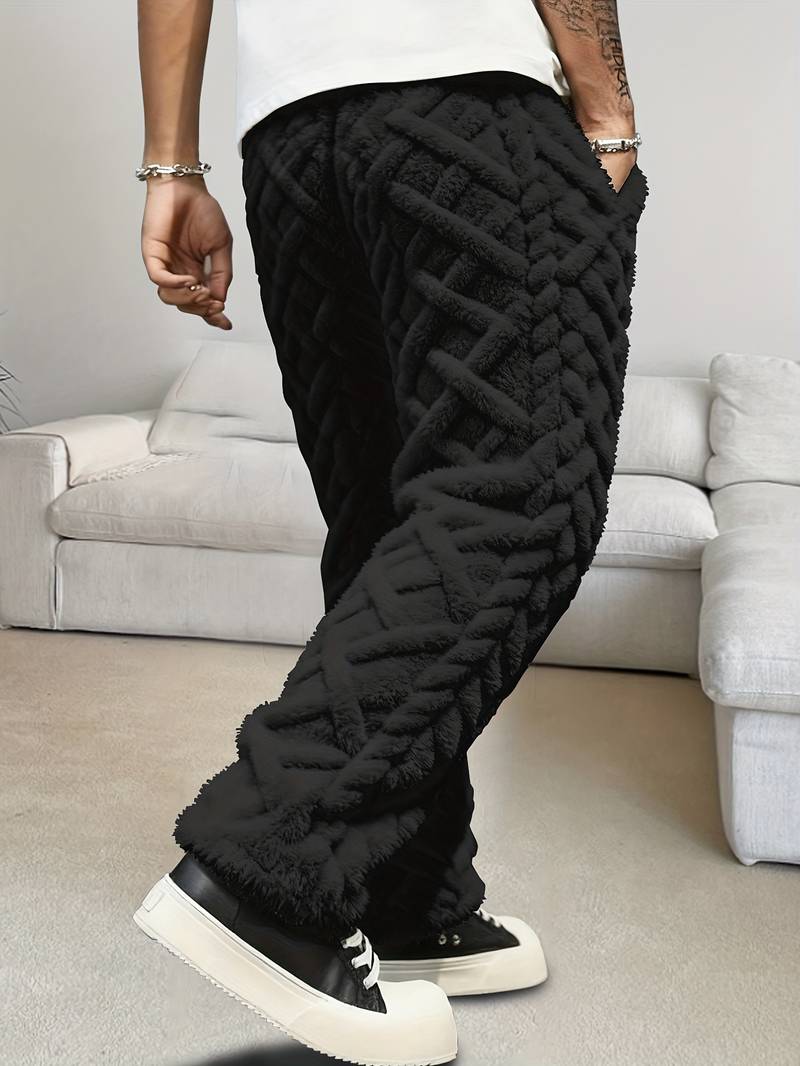 Zecharia - Elastik Bel Geometrik Desenli Pantolon