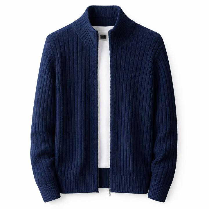 Bjarte - Fermuarlı Nervürlü Hırka