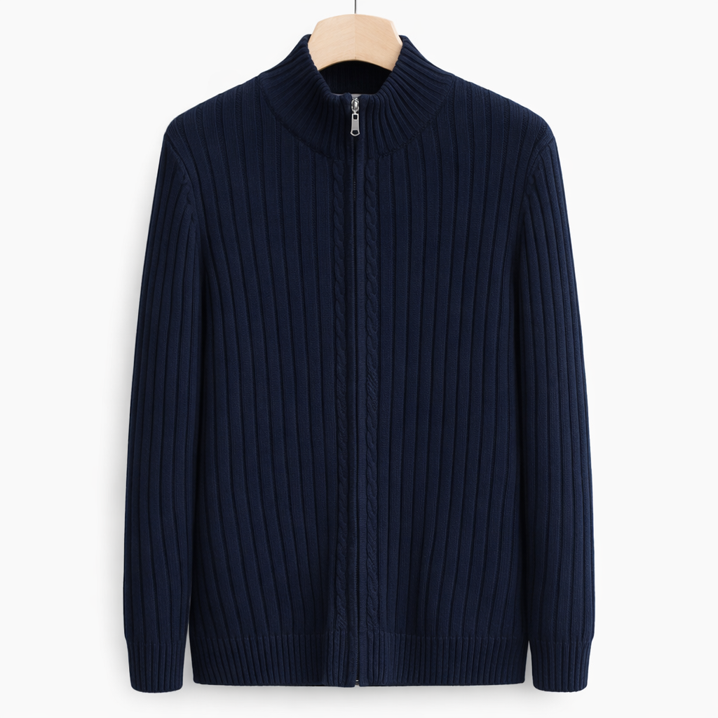 Bjarte - Fermuarlı Nervürlü Hırka