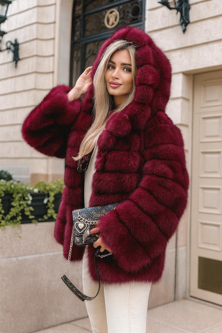 Aglaya - Suni Kürk Kapüşonlu Mont