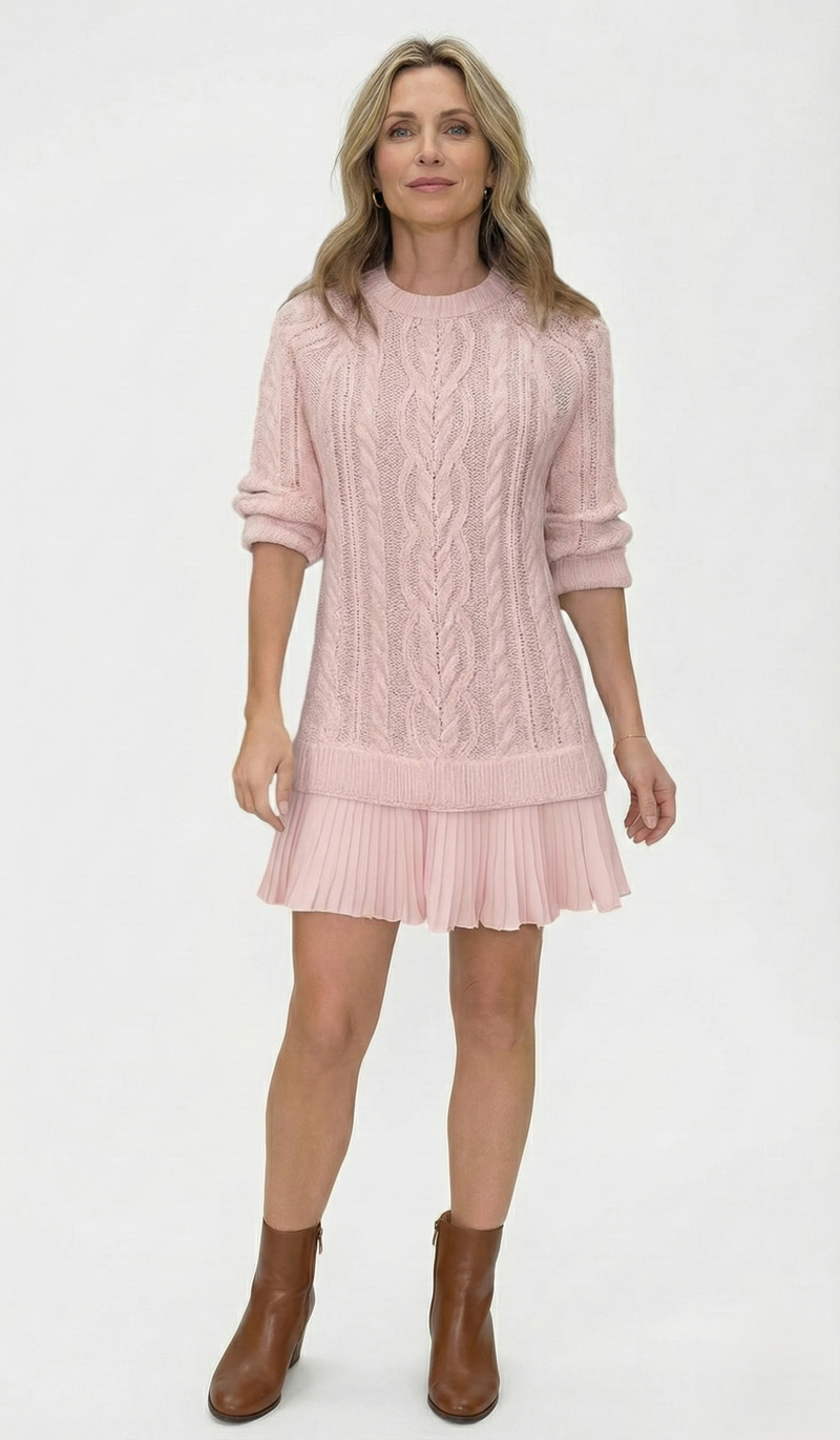 Dilin - Kablo Desenli Örgü Kazak Elbise