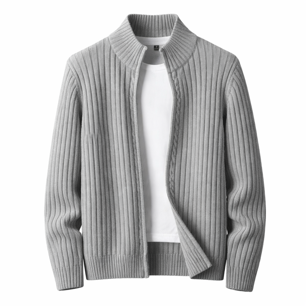 Bjarte - Fermuarlı Nervürlü Hırka